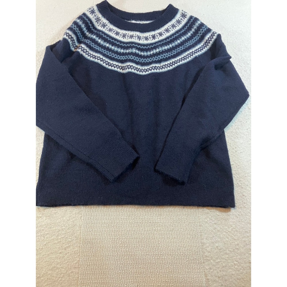 Croft & Barrow Womens XL Navy Blue Fair Isle Snowflake Knit Crewneck Sweater NWT